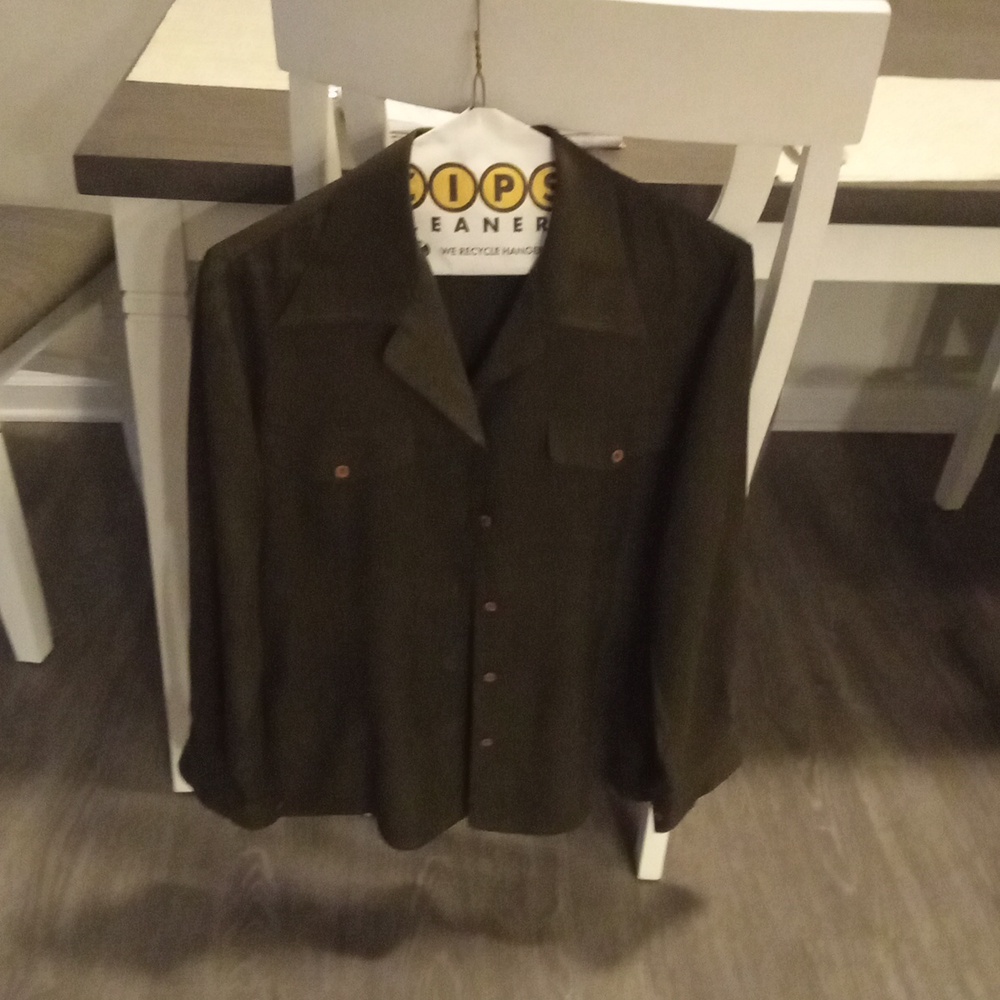 Olive green silk blouse
